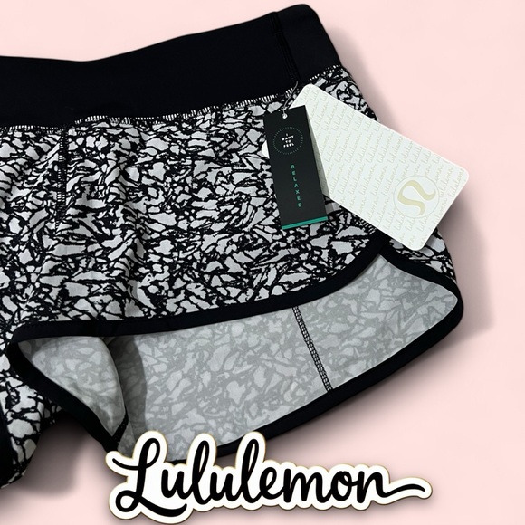 RARE limited edition Lululemon Speed Short Venture Floral Alpine White Black - Picture 4 of 11
